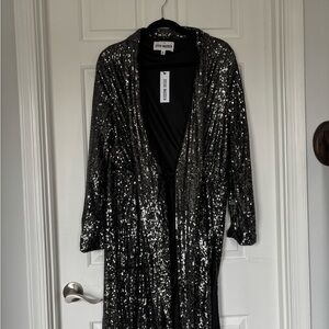 NWT Steve Madden Black Sequin Duster | M